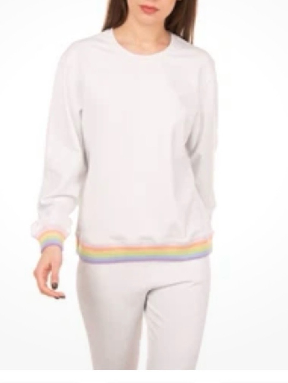 Purity Active Swearshirt Size M Stiped Hem And Cuffs Crew Neck